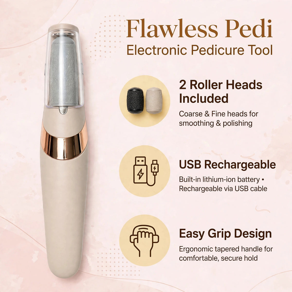 Flawless Pedi Electronic Pedicure Tool – Rechargeable Callus Remover
